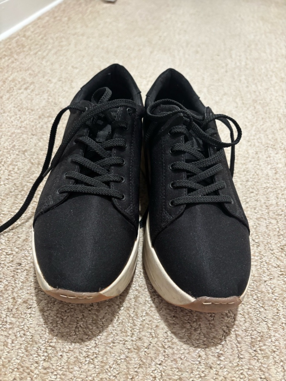 Women’s Black Satin Sneakers with White Platform Sole